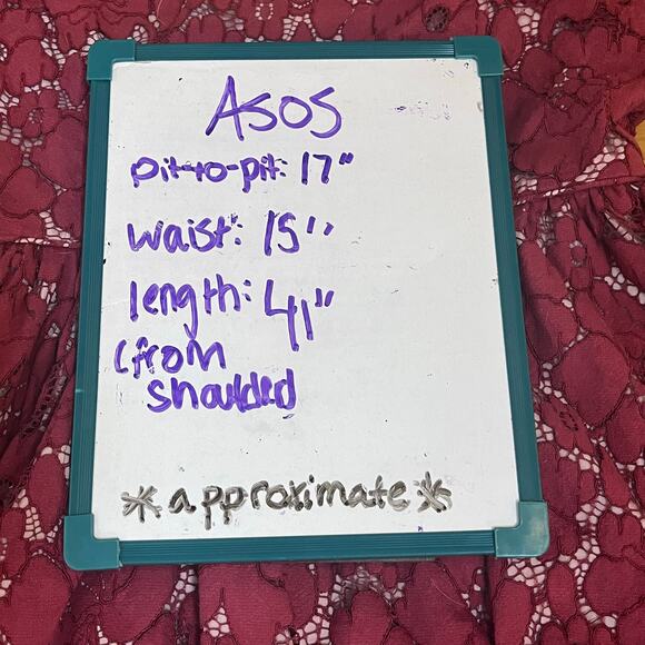 ASOS lace midi dress burgundy fit-flare wedding guest cocktail - Picture 12 of 12